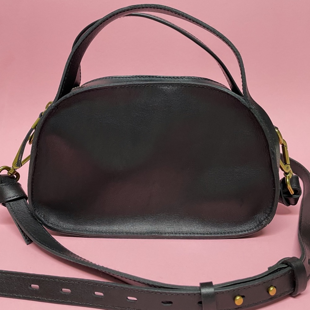 Madewell Sydney Zip Top Crossbody Bag Black Leather